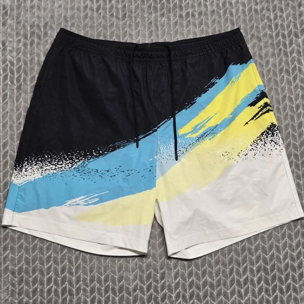 Chubbies Mens 2XL 7 Inch Swim Trunks Abstract Brushstroke Blue Yellow Black